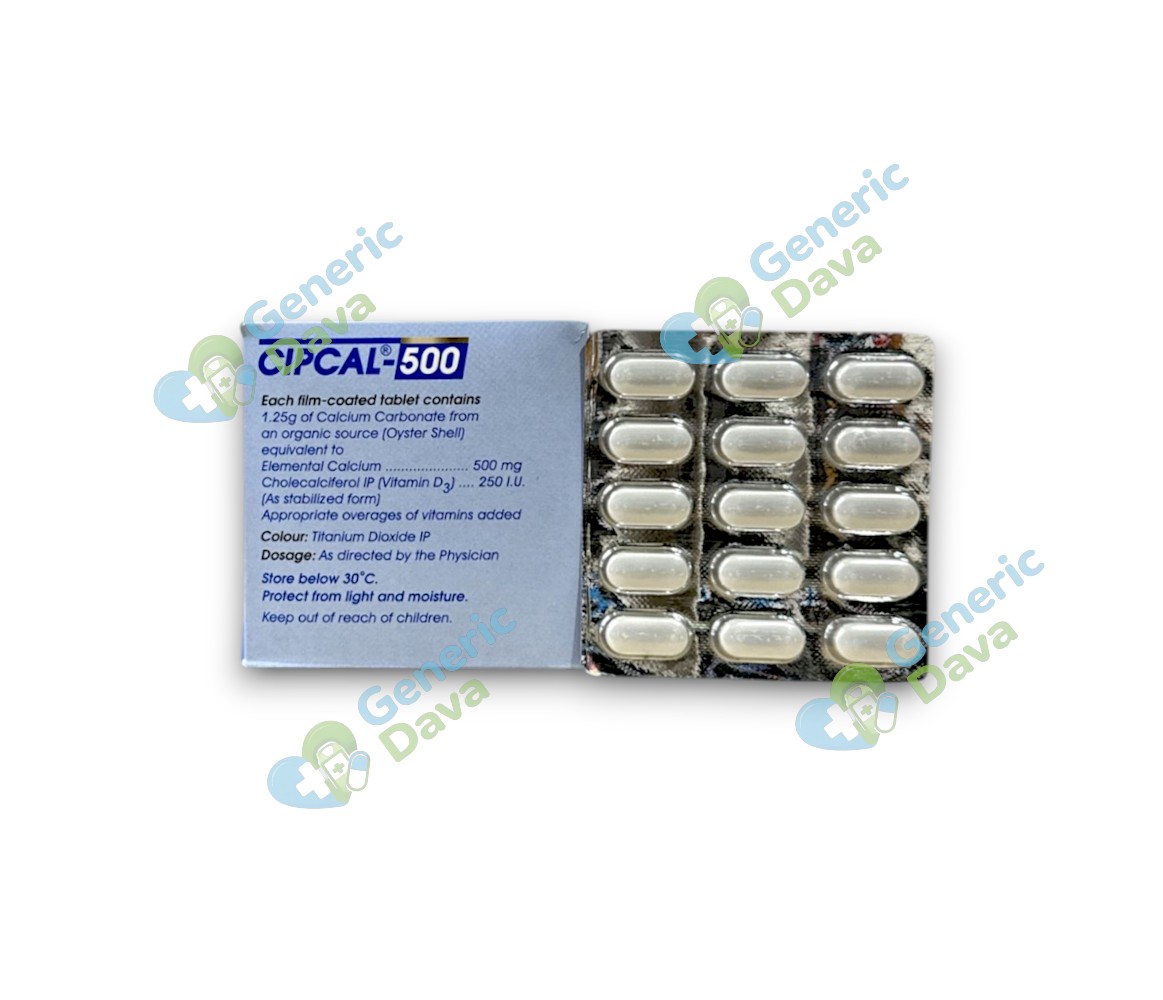 Cipcal 500 Tablet calcium carbonate medicine for bone health Generic Dava